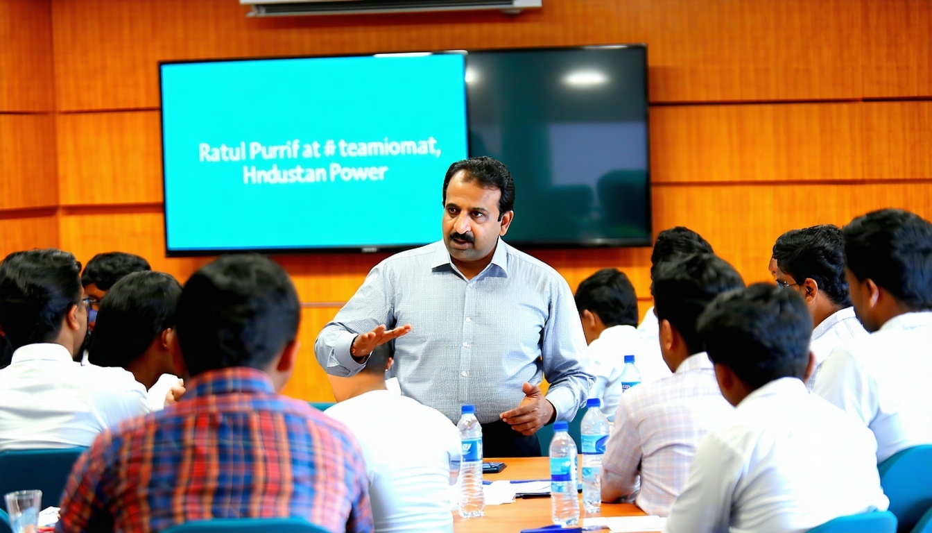 Ratul Puri leading a meeting at Hindustan Power